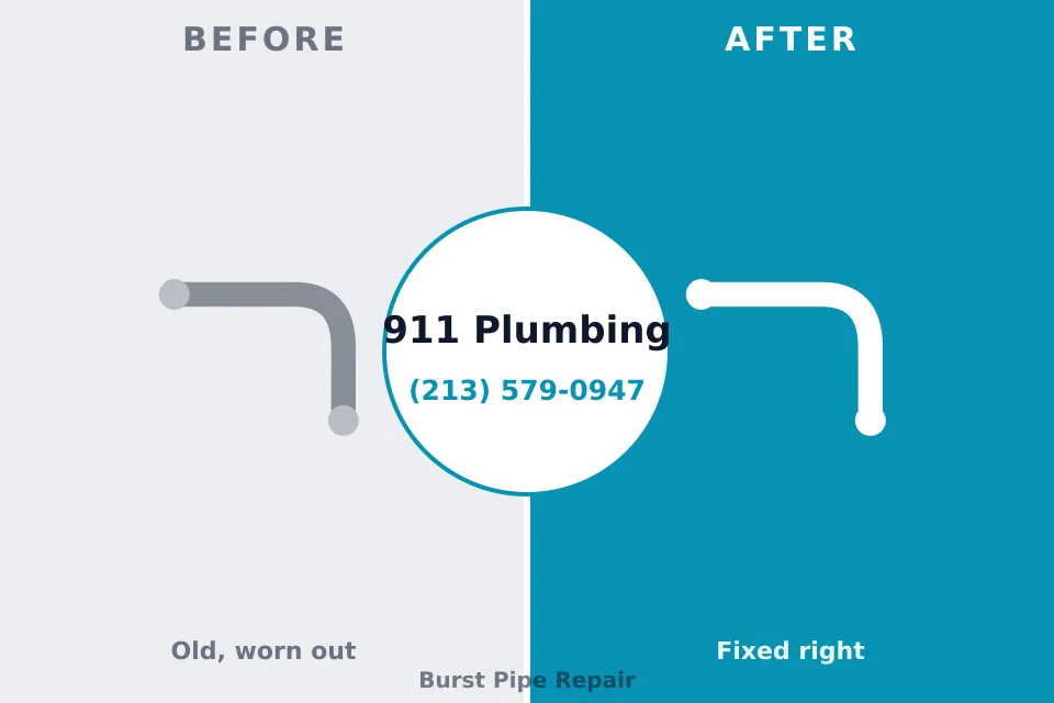 Before and after: plumbing repair Brentwood, TN
